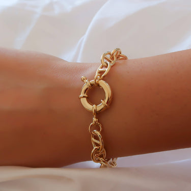Gold Clasp Mariner Link Bracelet